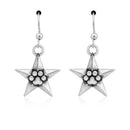 Silver Earrings Sterling Silver Super Star Pawer Star And Paw Print Dangle French Wire Earrings JadeMoghul Inc.