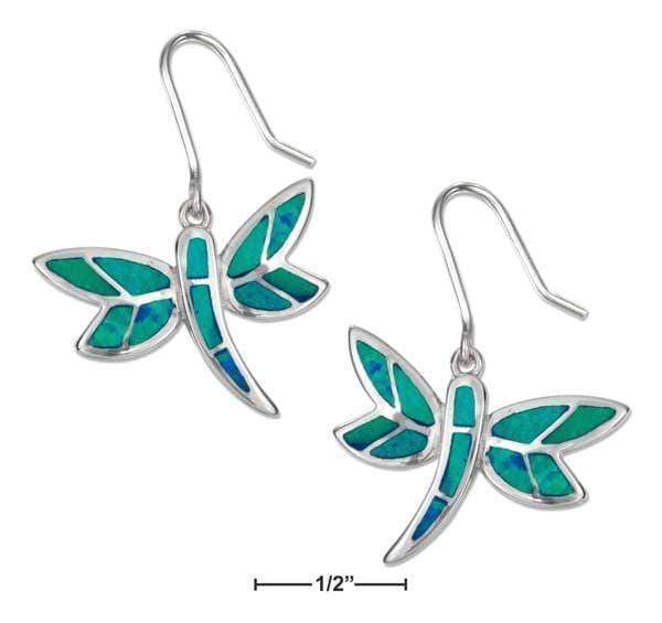 Silver Earrings Sterling Silver Synthetic Blue Opal Dragonfly Earrings JadeMoghul Inc.