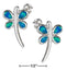 Silver Earrings Sterling Silver Synthetic Blue Opal Dragonfly Earrings JadeMoghul Inc.