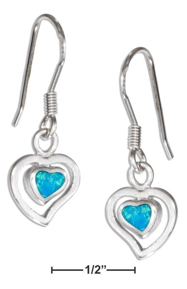 Silver Earrings Sterling Silver Synthetic Blue Opal Heart Earrings JadeMoghul Inc.