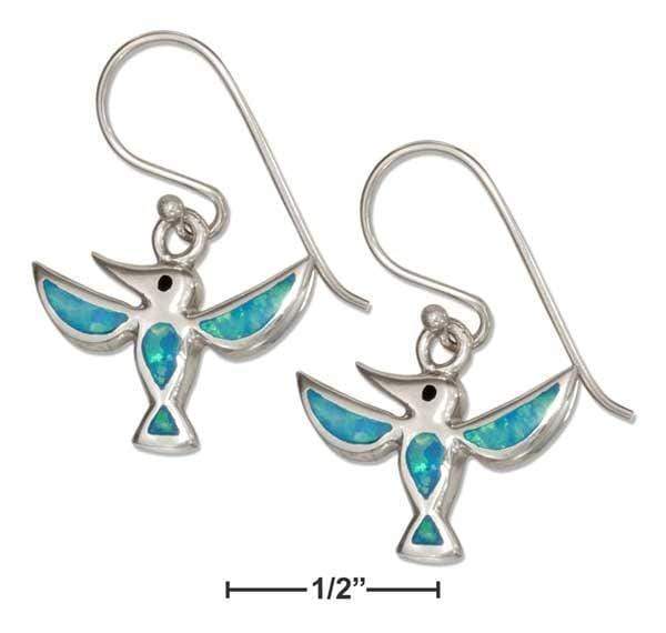 Silver Earrings Sterling Silver Synthetic Blue Opal Hummingbird Earrings JadeMoghul