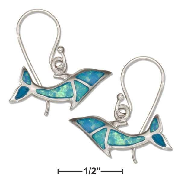 Silver Earrings Sterling Silver Synthetic Blue Opal Swimming Dolphin Earrings JadeMoghul