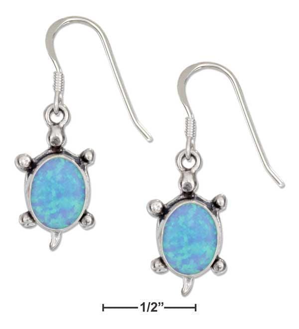 Silver Earrings Sterling Silver Synthetic Blue Opal Turtle Earrings On French Wires JadeMoghul Inc.