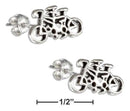 Silver Earrings Sterling Silver Tandem Bicycle Post Earrings On Stainless Steel Posts/Nuts JadeMoghul Inc.