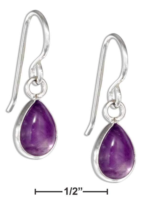 Silver Earrings Sterling Silver Teardrop Amethyst Cabochon Earrings JadeMoghul Inc.