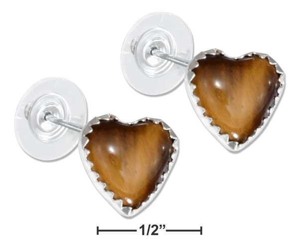 Silver Earrings Sterling Silver Tiger Eye Heart Earrings JadeMoghul Inc.