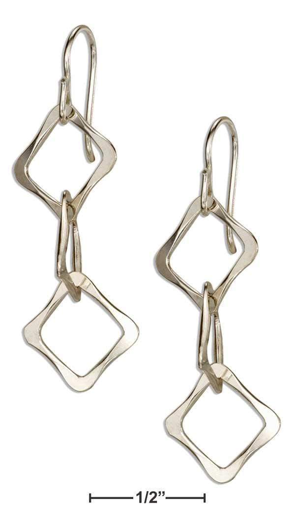 Silver Earrings Sterling Silver Triple Hammered Diamond-shaped Dangle Earrings On Shepherd Hooks JadeMoghul