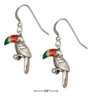 Silver Earrings Sterling Silver Tropical Toucan Dangle Earrings With Colorful Inlay Beak JadeMoghul Inc.