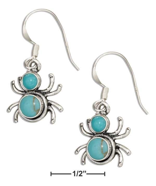 Silver Earrings Sterling Silver Widow Spider With Simulated Turquoise Conchos Dangle Earrings JadeMoghul
