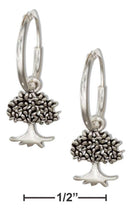 Silver Earrings Sterling Silver Wire Hoop Earrings With Tree Of Life Dangle JadeMoghul Inc.