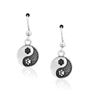 Silver Earrings Sterling Silver Yin And Yang Dog Paw Print Dangle Earrings JadeMoghul Inc.