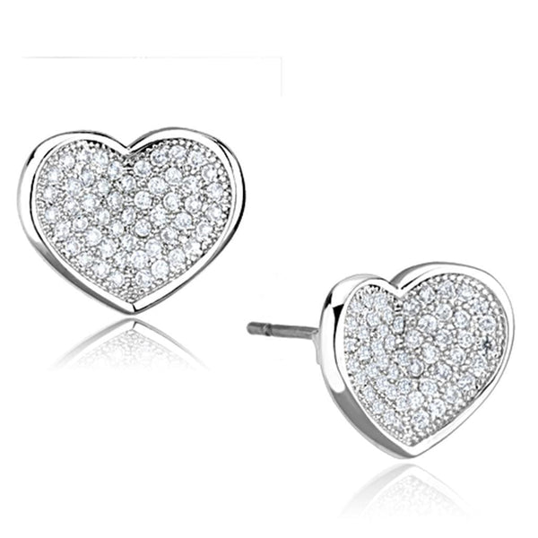 Stud Earrings For Women 3W668 Rhodium Brass Earrings with AAA Grade CZ