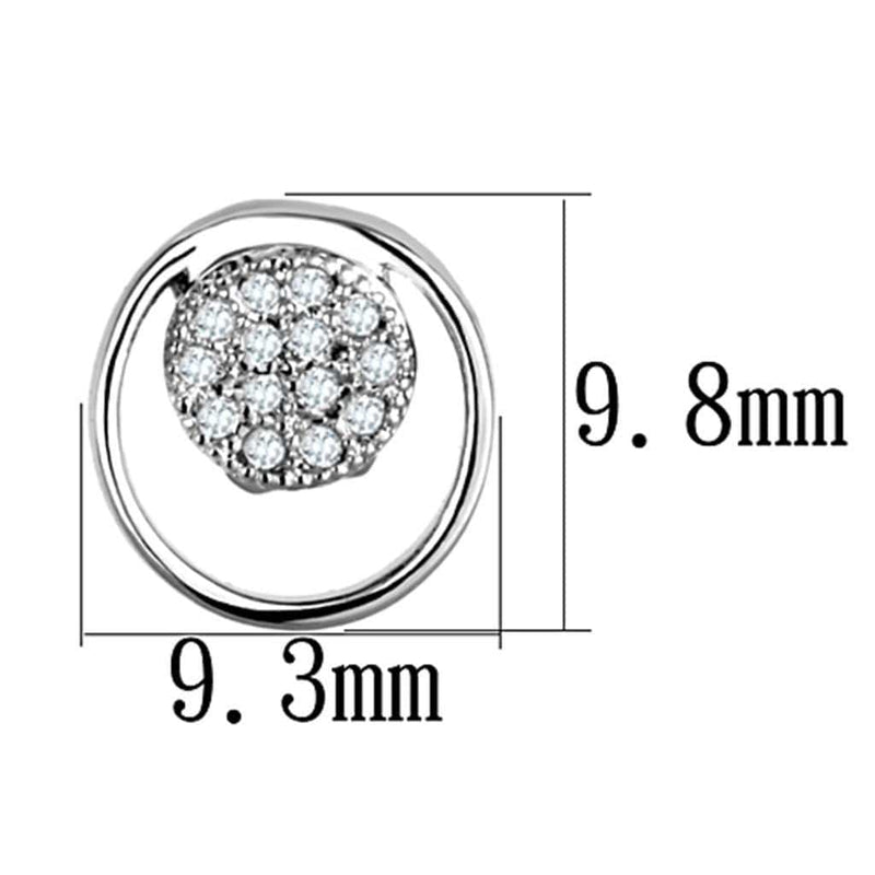 Stud Earrings For Women 3W669 Rhodium Brass Earrings with AAA Grade CZ