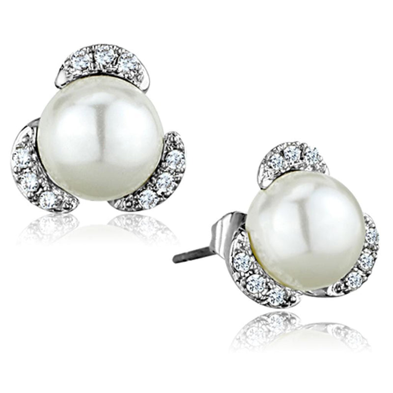 Stud Earrings For Women 3W686 Rhodium Brass Earrings with Synthetic