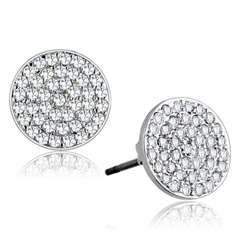 Stud Earrings For Women 3W693 Rhodium Brass Earrings with AAA Grade CZ