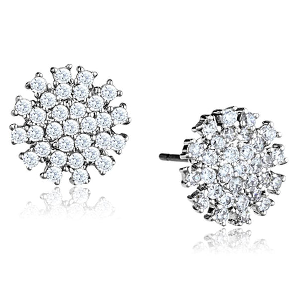 Stud Earrings For Women 3W694 Rhodium Brass Earrings with AAA Grade CZ