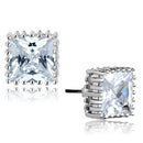 Stud Earrings For Women 3W700 Rhodium Brass Earrings with AAA Grade CZ