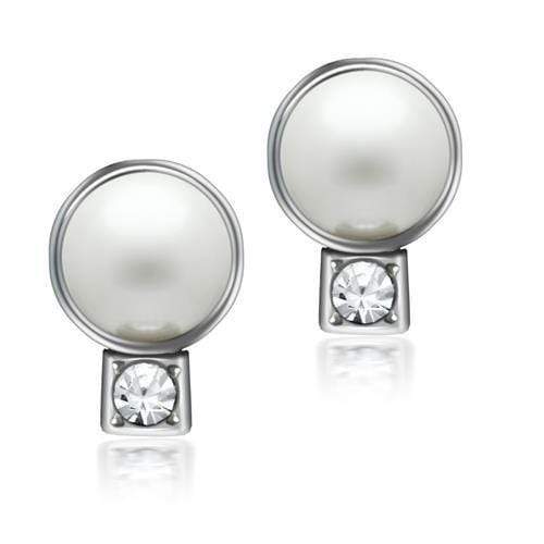 Silver Earrings Stud Earrings For Women LO1997 Rhodium White Metal Earrings with Synthetic Alamode Fashion Jewelry Outlet