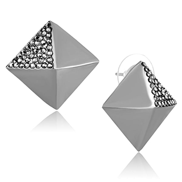 Stud Earrings For Women LO3283 Ruthenium Brass Earrings with Crystal in Hematite