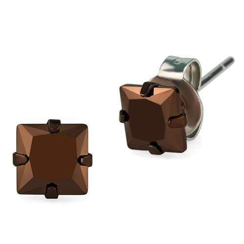 Stud Earrings For Women TK2583 Two Tone Light Brown Stainless Steel Earrings