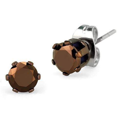 Stud Earrings For Women TK2586 Two Tone Light Brown Stainless Steel Earrings