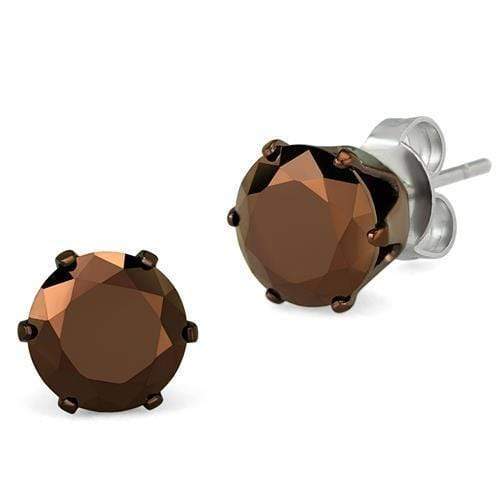 Stud Earrings For Women TK2588 Two Tone Light Brown Stainless Steel Earrings