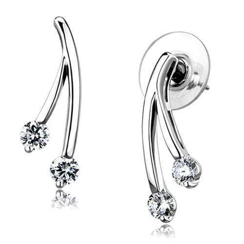 Stud Earrings Set 3W1356 Rhodium Brass Earrings with AAA Grade CZ