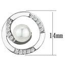 Stud Earrings Set 3W366 Rhodium Brass Earrings with Synthetic in White