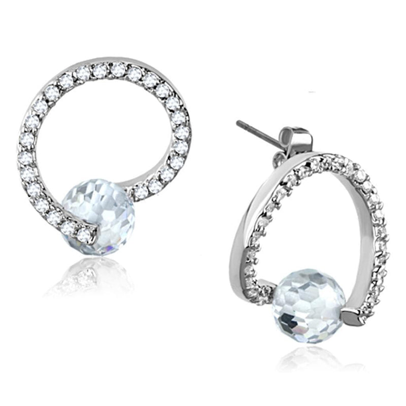 Stud Earrings Set 3W626 Rhodium Brass Earrings with AAA Grade CZ