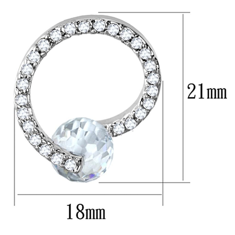 Stud Earrings Set 3W626 Rhodium Brass Earrings with AAA Grade CZ