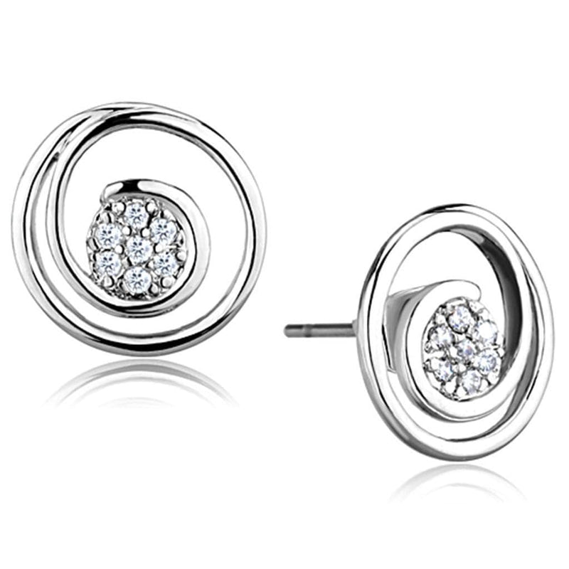 Stud Earrings Set 3W638 Rhodium Brass Earrings with AAA Grade CZ