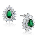 Stud Earrings Set 3W656 Rhodium Brass Earrings with Synthetic in Emerald