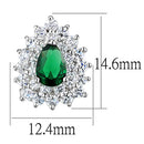 Stud Earrings Set 3W656 Rhodium Brass Earrings with Synthetic in Emerald