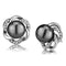 Silver Earrings Stud Earrings TK2890 Stainless Steel Earrings with Synthetic in Gray Alamode Fashion Jewelry Outlet