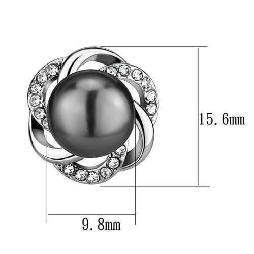 Silver Earrings Stud Earrings TK2890 Stainless Steel Earrings with Synthetic in Gray Alamode Fashion Jewelry Outlet