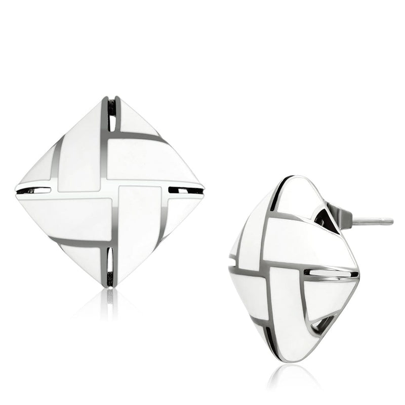 Stud Earrings TK896 Stainless Steel Earrings with Epoxy in White