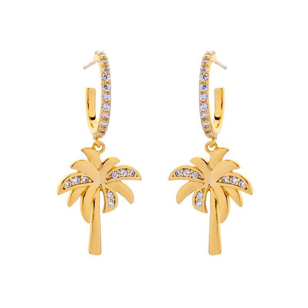 Summer Beach Element Unique Coconut Tree Shape Hoop Earrings