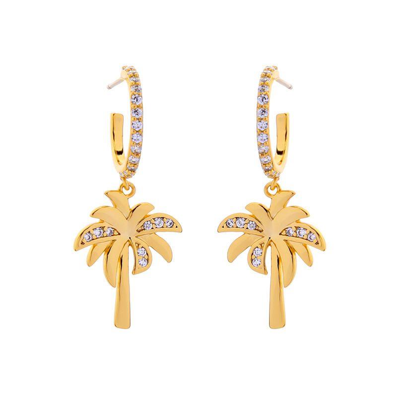 Summer Beach Element Unique Coconut Tree Shape Hoop Earrings