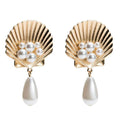 Summer Vacation Element Shell Design Women Imitation Pearl Earrings