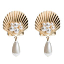 Summer Vacation Element Shell Design Women Imitation Pearl Earrings