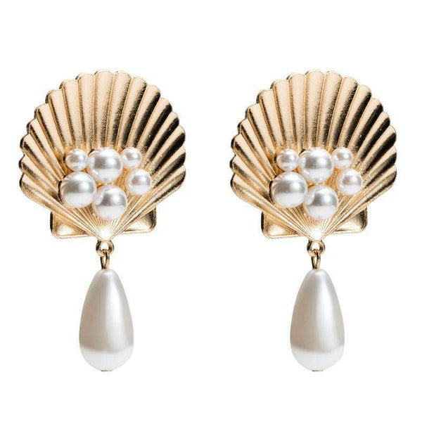 Summer Vacation Element Shell Design Women Imitation Pearl Earrings