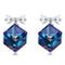 Silver Earrings Top Grade Romantic Trendy Style Shiny Blue Crystal Zircon Geometric Swarovski Elemen Stud Earrings TIY