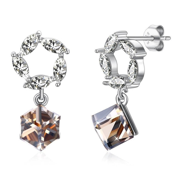 Trendy Style High Quality Exquisite Geometric Shiny Crystal S925 Silver Swarovski Element Earrings