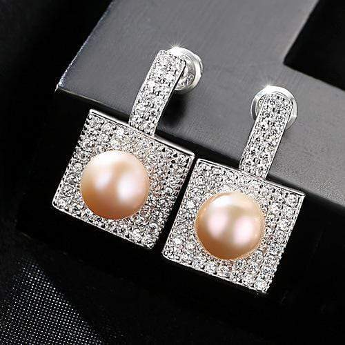 Trendy Women Fashion Geometric Square Shape Sterlimh Silver Earrings
