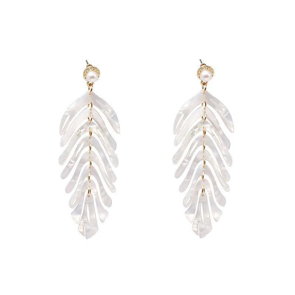 Tropical Style Fashion Women Acrylic Leaf Pattern Drop Earrings