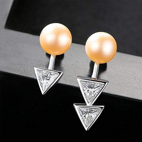 Unique Asymmetric Design Geometric Arrow Shape Silver Earrings