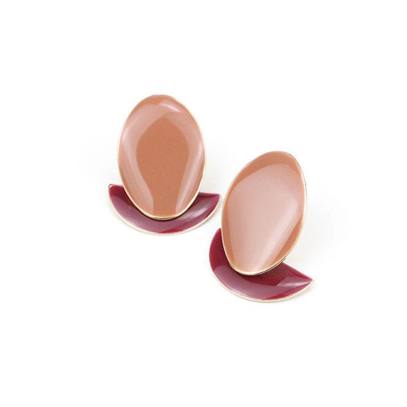 Unique Contrast Color Enameled Women French Style Stud Earrings