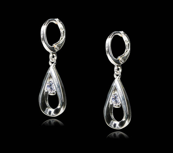 Silver Earrings Unique Designed High Quality Shiny Silver Drop Sharp Clip Earrings TIY