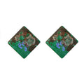 Unique Handmade Painting Design Square Shape Stud Earrings