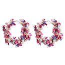 Unique Lace Flower Imitation Pearl Design Women Hoop Earrings